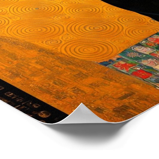 ブラックキャットグスタフクリムト付きピンクバブルガムレディ ポスター (角)