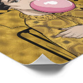 ブラックキャットグスタフクリムト付きピンクバブルガムレディ ポスター (角)