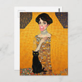 ブラックキャットグスタフクリムト付きピンクバブルガムレディ ポストカード (正面/裏面)