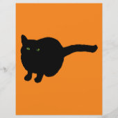 ブラックキャットグリーンアイズオンオレンジスクラップブック紙 (裏面)