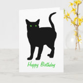 ブラックキャットグリーンアイズ誕生日 カード (黄色い花)