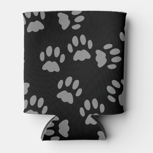 ブラックキャットグレーポープリントパーソナライズされたクーラーボックス 缶クーラー (正面)