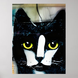 ブラックキャットコラージュ絵画ズ ポスター