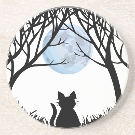 ブラックキャットコースターファットキャットアートデコール猫好きギフト コースター (正面)