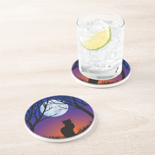 ブラックキャットコースターブラックキャットアートデコール猫好きギ コースター (側面)