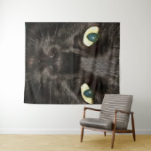 ブラックキャットゴージャス芸術的ペットポートレート タペストリー (インサイチュ(横))