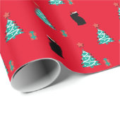 ブラックキャットサンタクリスマスラッピング紙 ラッピングペーパー (ロールコーナー)