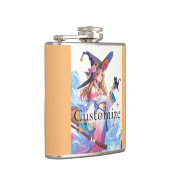 ブラックキャットサンダーを持つかわいい魔女サンダー_コーブ フラスク (右)