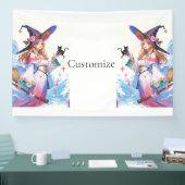 ブラックキャットサンダーを持つかわいい魔女サンダー_コーブ 横断幕 (トレードショー)