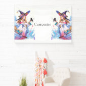 ブラックキャットサンダーを持つかわいい魔女サンダー_コーブ 横断幕 (インサイチュ)