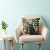 ブラックキャットシッティングバイアイビープラントズ猫好き クッション (椅子)