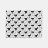 ブラックキャットシャドウシルエットパターンデザイン フリースブランケット (正面(横))