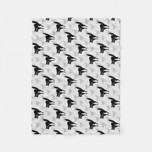 ブラックキャットシャドウシルエットパターンデザイン フリースブランケット (正面)