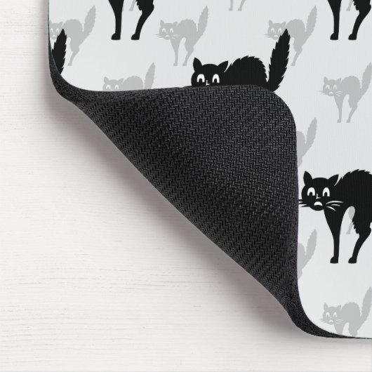 ブラックキャットシャドウシルエットパターンデザイン マウスパッド (コーナー)