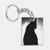 ブラックキャットシルエットアクリルキーチェーン キーホルダー (正面左)