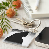 ブラックキャットシルエットアクリルキーチェーン キーホルダー (正面右)