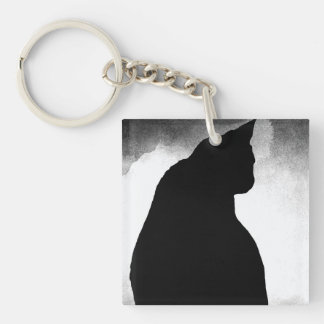 ブラックキャットシルエットアクリルキーチェーン キーホルダー