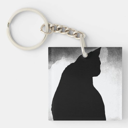 ブラックキャットシルエットアクリルキーチェーン キーホルダー (正面)