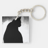 ブラックキャットシルエットアクリルキーチェーン キーホルダー (裏面)