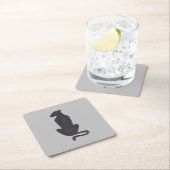 ブラックキャットシルエットグレー紙コースター スクエアペーパーコースター (インサイチュ)