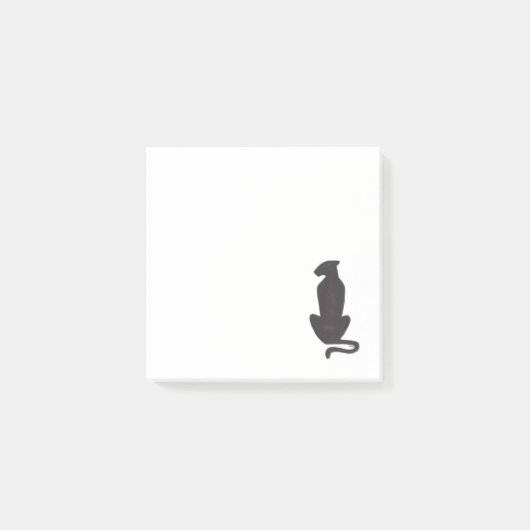 ブラックキャットシルエットホワイトノートパッド ポストイット (正面)