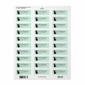 ブラックキャットシルエットミントグリーン差出人住所 ラベル (フルシート)