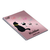 ブラックキャットシルエット修正文字と花の不透明度 ノートブック (右側)