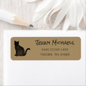 ブラックキャットシルエット猫好き差出人住所 ラベル (インサイチュ)