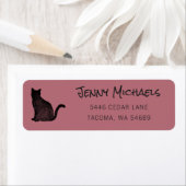 ブラックキャットシルエット猫好き差出人住所 ラベル (インサイチュ)