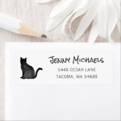 ブラックキャットシルエット猫好き差出人住所 ラベル (インサイチュ)