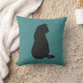 ブラックキャットシルエット猫好き装飾用クッション クッション (ブランケット)