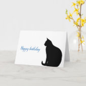 ブラックキャットシルエット誕生日 カード (黄色い花)
