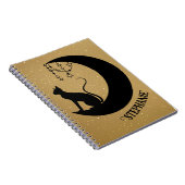 ブラックキャットシルエット金ゴールドグリッターナイトスカイ ノートブック (右側)