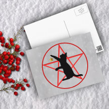 ブラックキャットシルエット金ゴールドスターレッドペンタグラムグレー