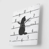 ブラックキャットシ素朴プラップファームハウスデコール スクエア壁時計 (傾斜)