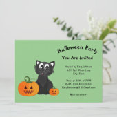 ブラックキャットジャックオランタンパンプキンハローウィンパーティ 招待状 (スタンド正面)