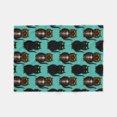 ブラックキャットスカル フリースブランケット (正面(横))