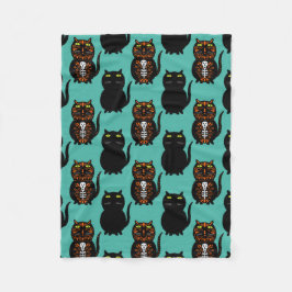 ブラックキャットスカル フリースブランケット