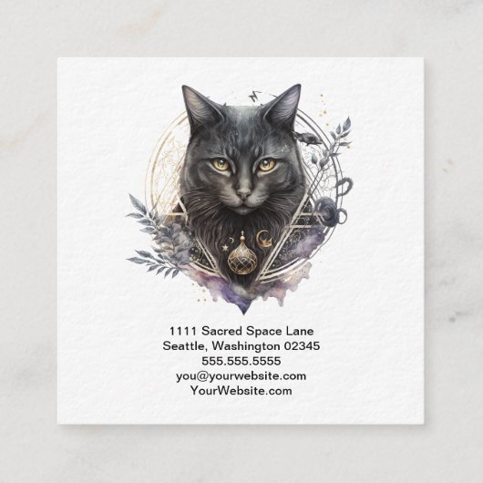 ブラックキャットスクエアビジネスカード スクエア名刺 (裏面)