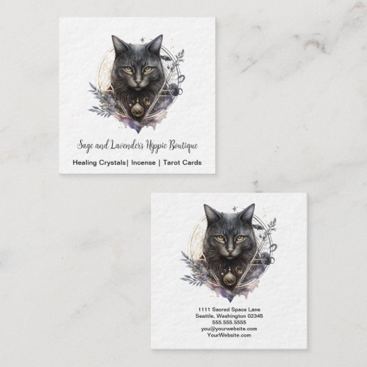 ブラックキャットスクエアビジネスカード スクエア名刺 (正面/裏面)