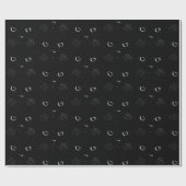 ブラックキャットスケッチポートレートパターン ラッピングペーパー (フラット)