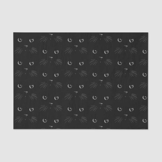 ブラックキャットスケッチポートレートパターン 薄葉紙 (正面)