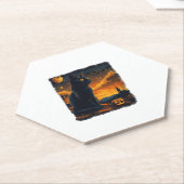 ブラックキャットスタリーナイトバンゴッホカボチャこうもりホール ペーパーコースター (アングル)