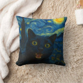 ブラックキャットスタリーナイトバンゴッホキャットセルフィー クッション (ブランケット)