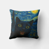 ブラックキャットスタリーナイトバンゴッホキャットセルフィー クッション (裏面)