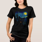 ブラックキャットスタリーナイトバンゴッホキャットセルフィー トライブレンドTシャツ (正面)