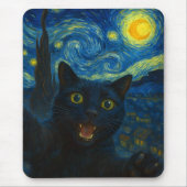 ブラックキャットスタリーナイトバンゴッホキャットセルフィー マウスパッド (正面)
