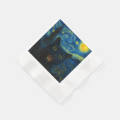 ブラックキャットスタリーナイトバンゴッホキャットセルフィー 縁ありカクテルナプキン (角)