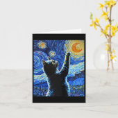 ブラックキャットスタリーナイトビンセント・ヴァンゴッホハロウィーン カード (黄色い花)