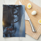 ブラックキャットスノーウィースライドクリスマスデコール キッチンタオル (四つ折り)